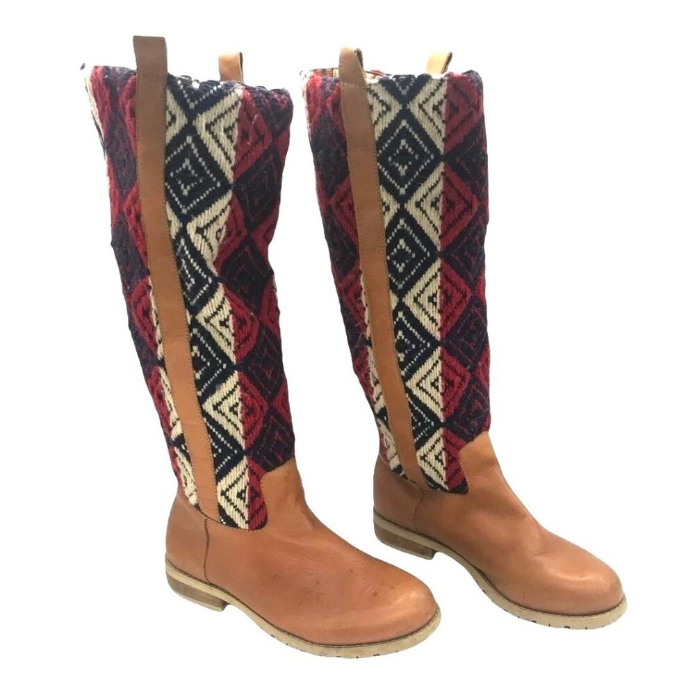 Matt Bernson Special Project Aztec Tapestry Tall Boots 7 Boho Southwestern